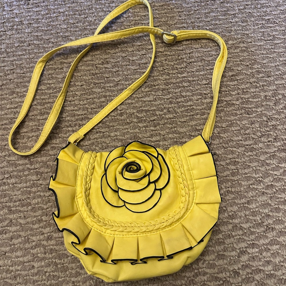 Yellow Floral Accent Crossbody Bag - Women